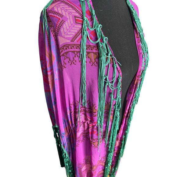 Antica Sartoria Purple Boho Aztec Pattern Duster Cardigan Size XL-Boho, Ethereal - Picture 2 of 8